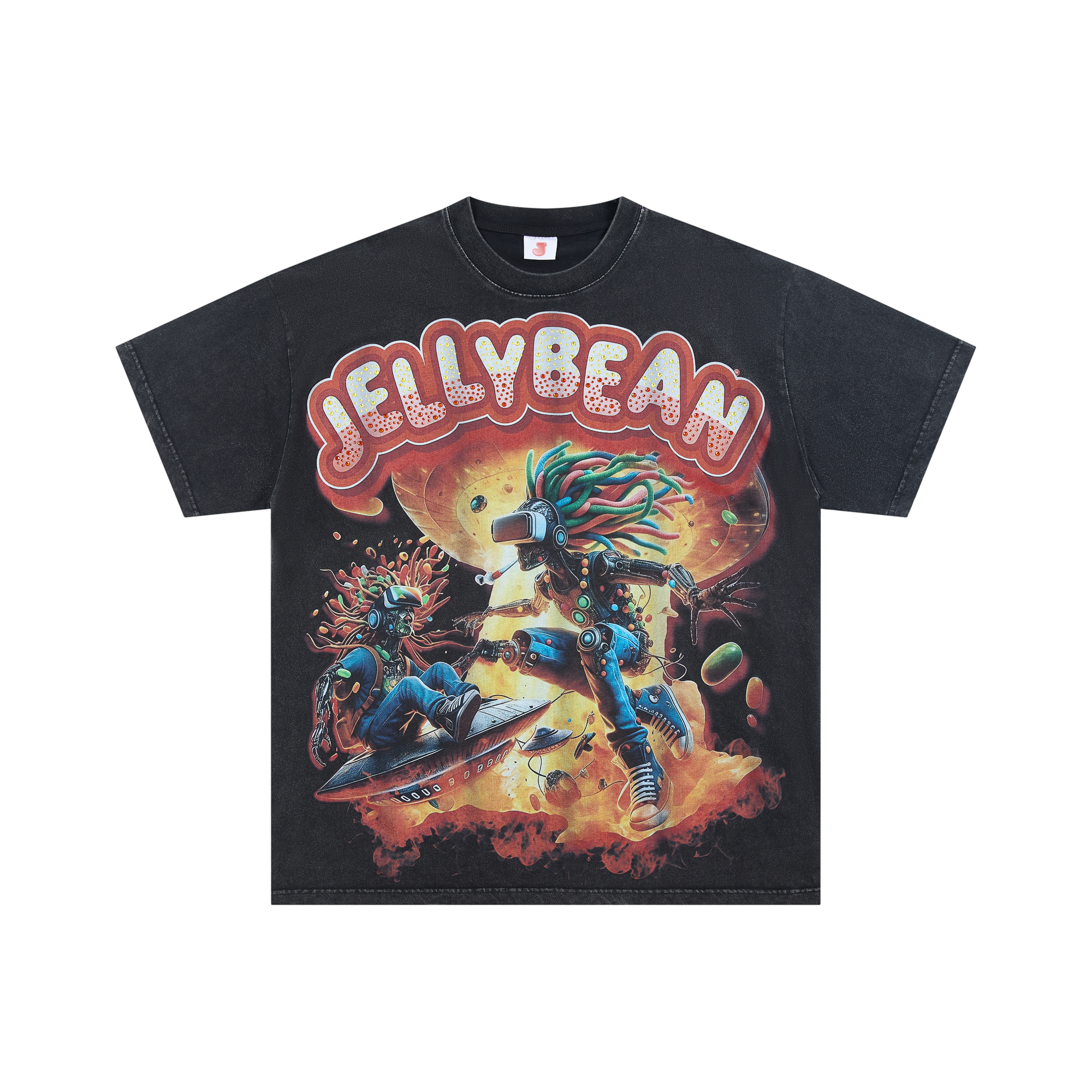 Jellybean Cyberpunk Space Robot Skateboard Oversized Tee