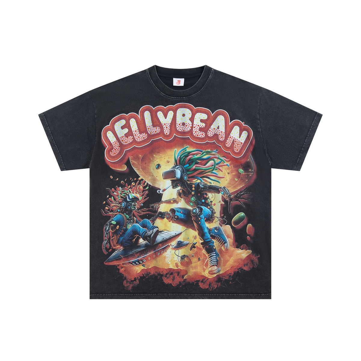 Jellybean Cyberpunk Space Robot Skateboard Oversized Tee