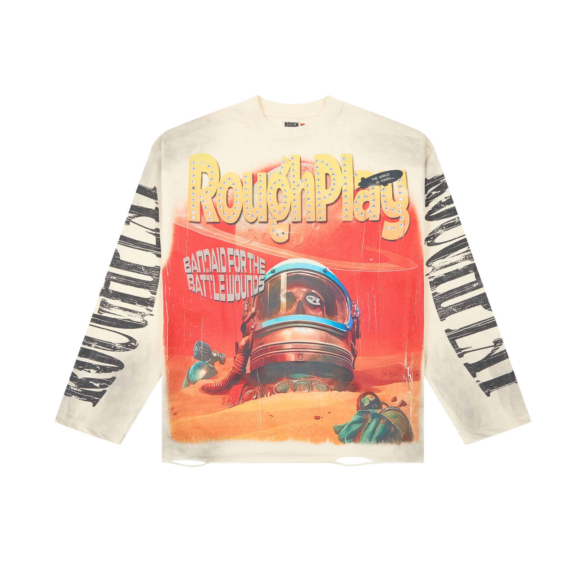 Roughplay Astronaut Desert Rhinestone Oversized Long‑Sleeve Tee
