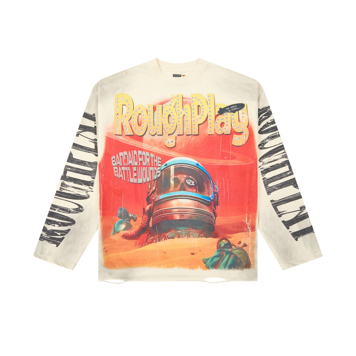 Roughplay Astronaut Desert Rhinestone Oversized Long‑Sleeve Tee