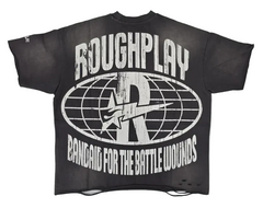 Roughplay Skull Car Rhinestone Distressed Oversized Tee