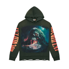 Roughplay Jungle Skull Gradient‑Sleeve Oversized Hoodie