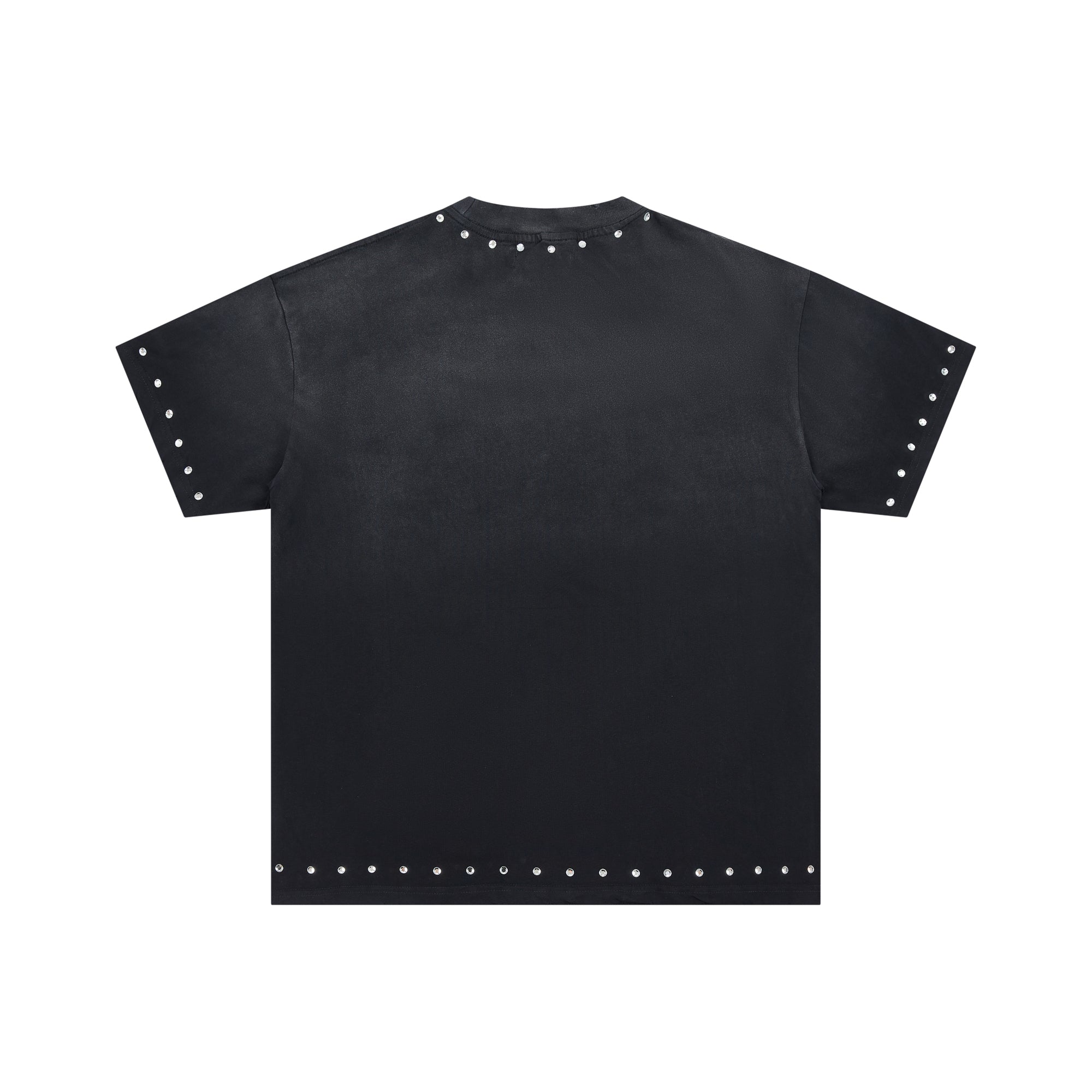 DUAA Malibu Motorcycle Rhinestone Trim Collar & Hem Oversized Tee