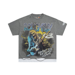 Roughplay Skeleton Guitarist Rhinestone Oversized Tee