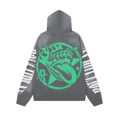 Roughplay Skeleton Driver Green Star Tongue Oversized Hoodie