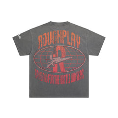 Roughplay Street Girl Fire Car Rhinestone Oversized Tee
