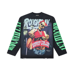 Roughplay Skeleton Bandana Globe‑R Oversized Long‑Sleeve Tee