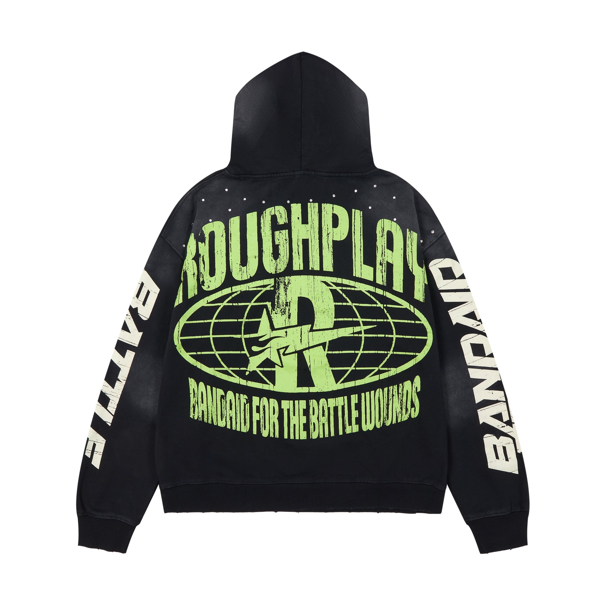 Roughplay Sculpture Neon Globe‑R Studded Oversized Hoodie