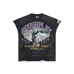Roughplay World Tour Eagle Rhinestone Oversized Tank Top