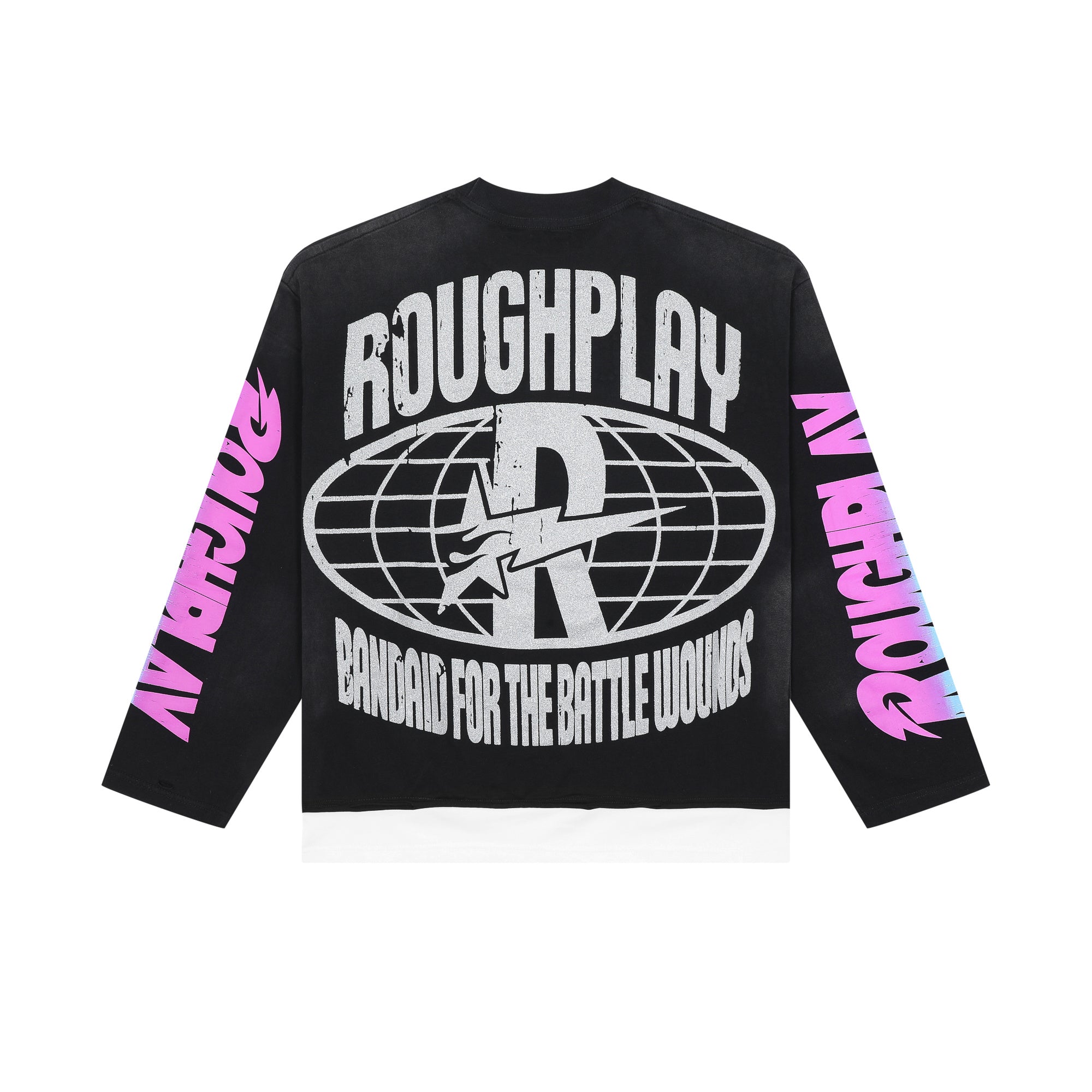 Roughplay Angel Rhinestone Fake Two‑Piece Long‑Sleeve Tee