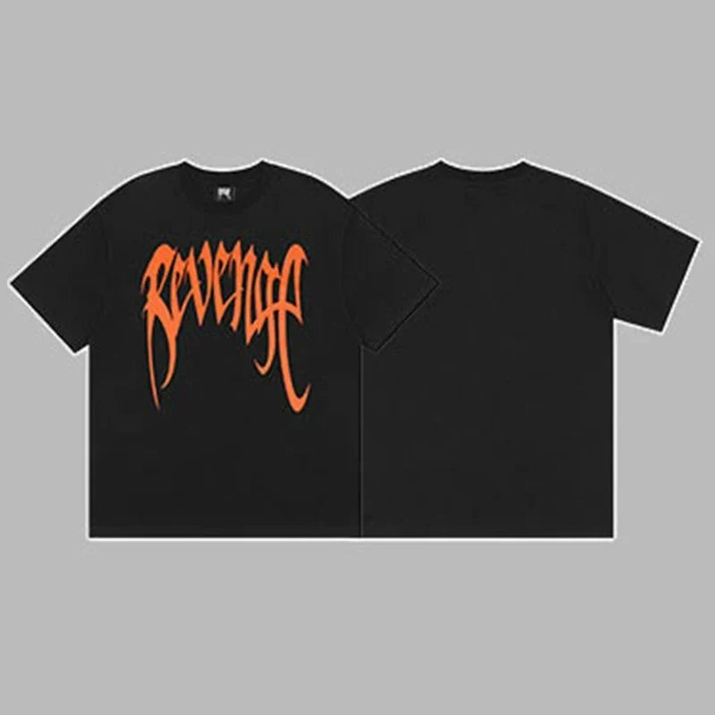 Revenge Orange Arch Logo Short Sleeve T-Shirt (Black)