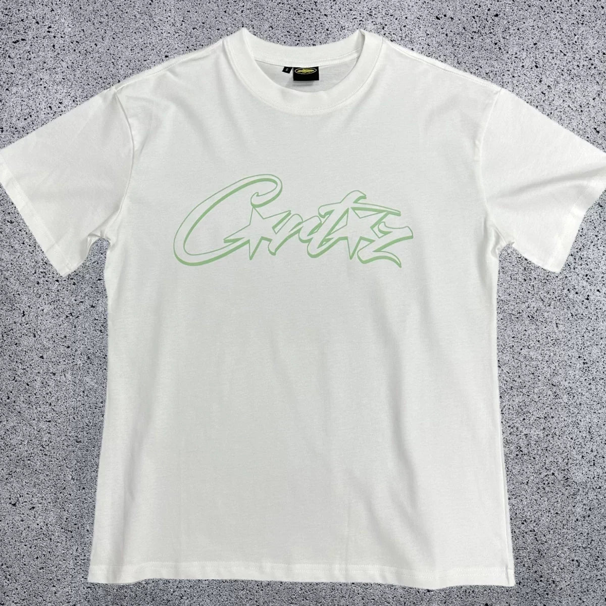 Corteiz Mint Green Accent Star-Logo Graphic Tee - White & Green Streetwear T-Shirt