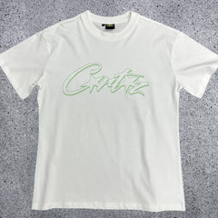Corteiz Mint Green Accent Star-Logo Graphic Tee - White & Green Streetwear T-Shirt