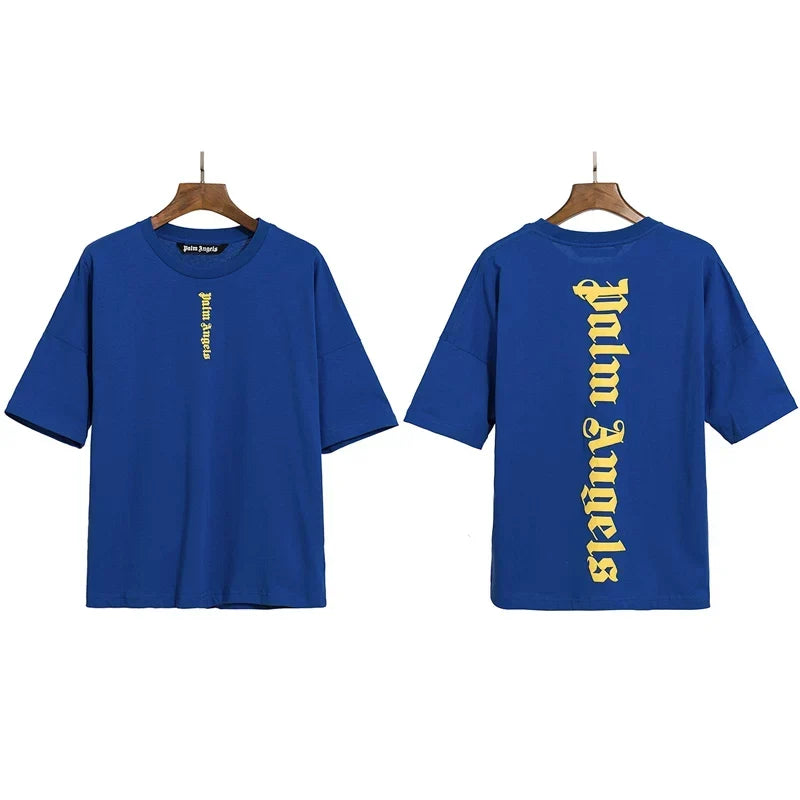 Palm Angels Vertical Gothic Logo T-Shirt - Blue