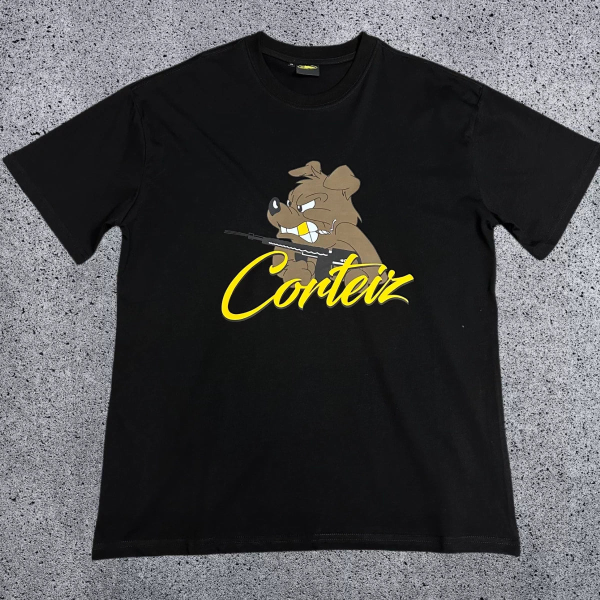 Corteiz CRTZ "Bulldog" Graphic Heavyweight Tee | Black Corteiz Streetwear T-Shirt