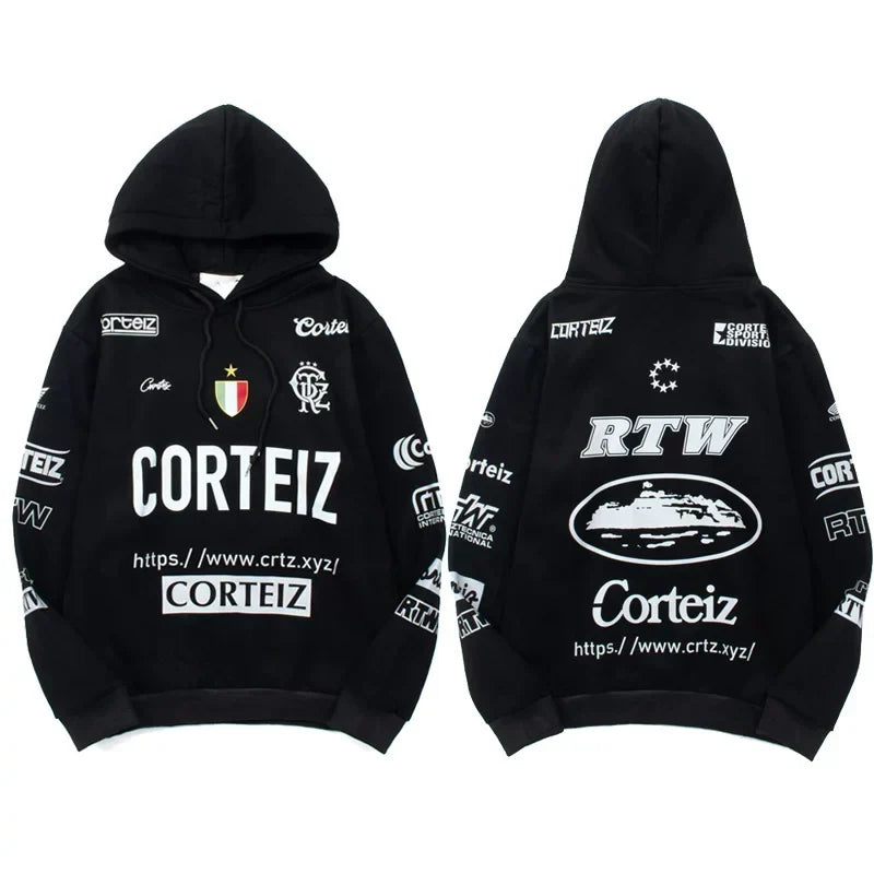 Corteiz All-Over Multi-Logo Heavyweight Hoodie - Black