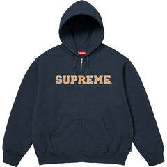 Supreme Collegiate Logo Zip-Up Hooded Sweatshirt - Navy / Tan