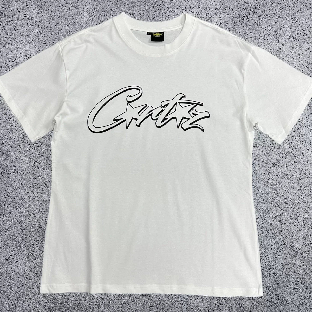 Corteiz Monochrome Star-Logo Graphic Tee - White & Black Streetwear T-Shirt