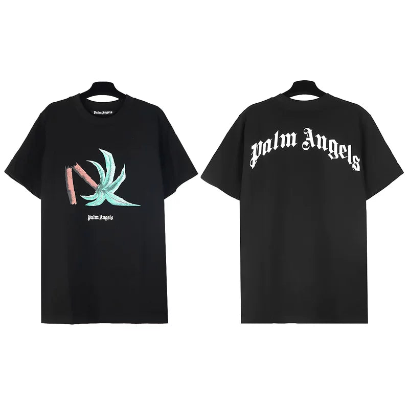 Palm Angels Bamboo/Leaf Graphic T-Shirt - Black