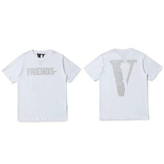 Vlone All-Over Text Grid "FRIENDS-" Graphic T-Shirt - White