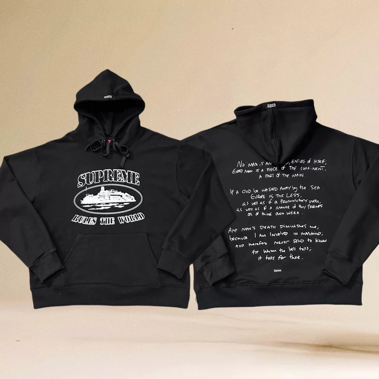 Corteiz x Supreme  "Rules The World" Heavyweight Hoodie - Black