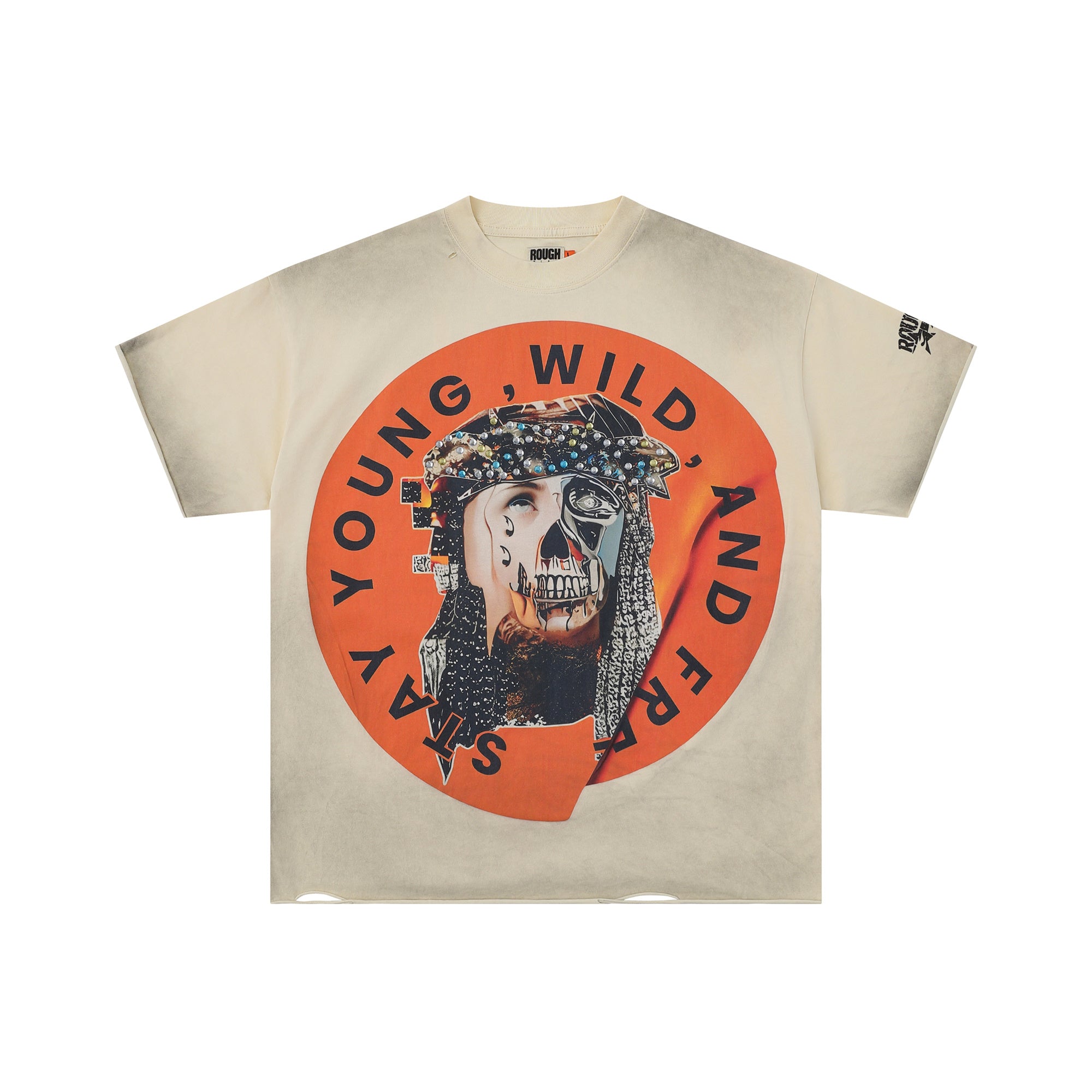 Roughplay Skull Portrait Slogan Oversized Tee