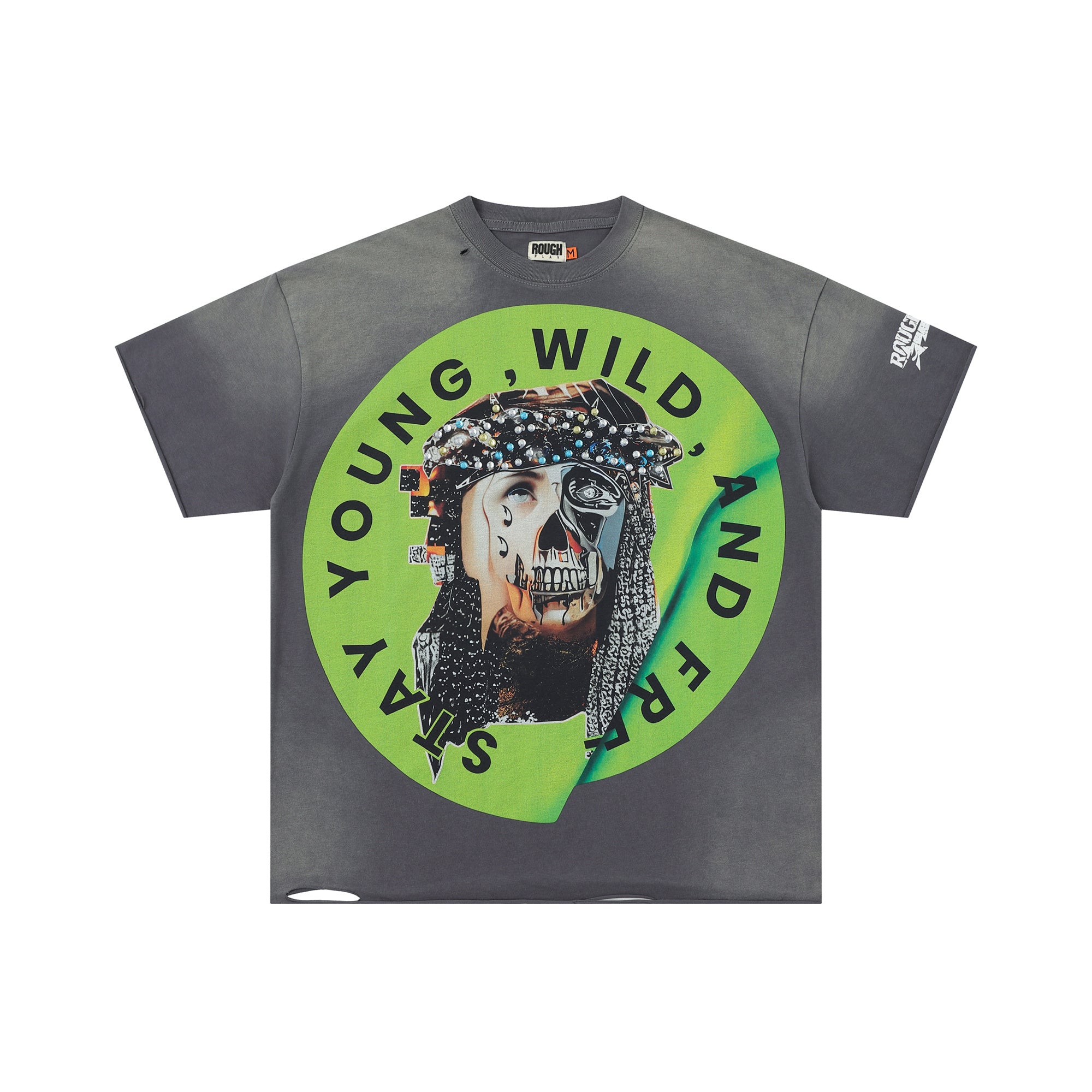 Roughplay Skull Portrait Slogan Oversized Tee