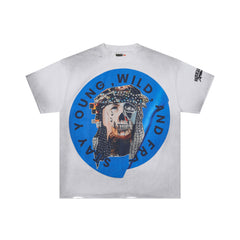 Roughplay Skull Portrait Slogan Oversized Tee