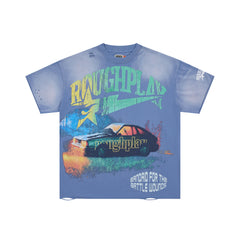 Roughplay Retro Sports Car Star‑Tongue Oversized Tee