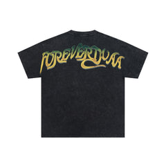 Duaa Black Ferris‑Wheel World‑Flag Rhinestone Oversized Tee