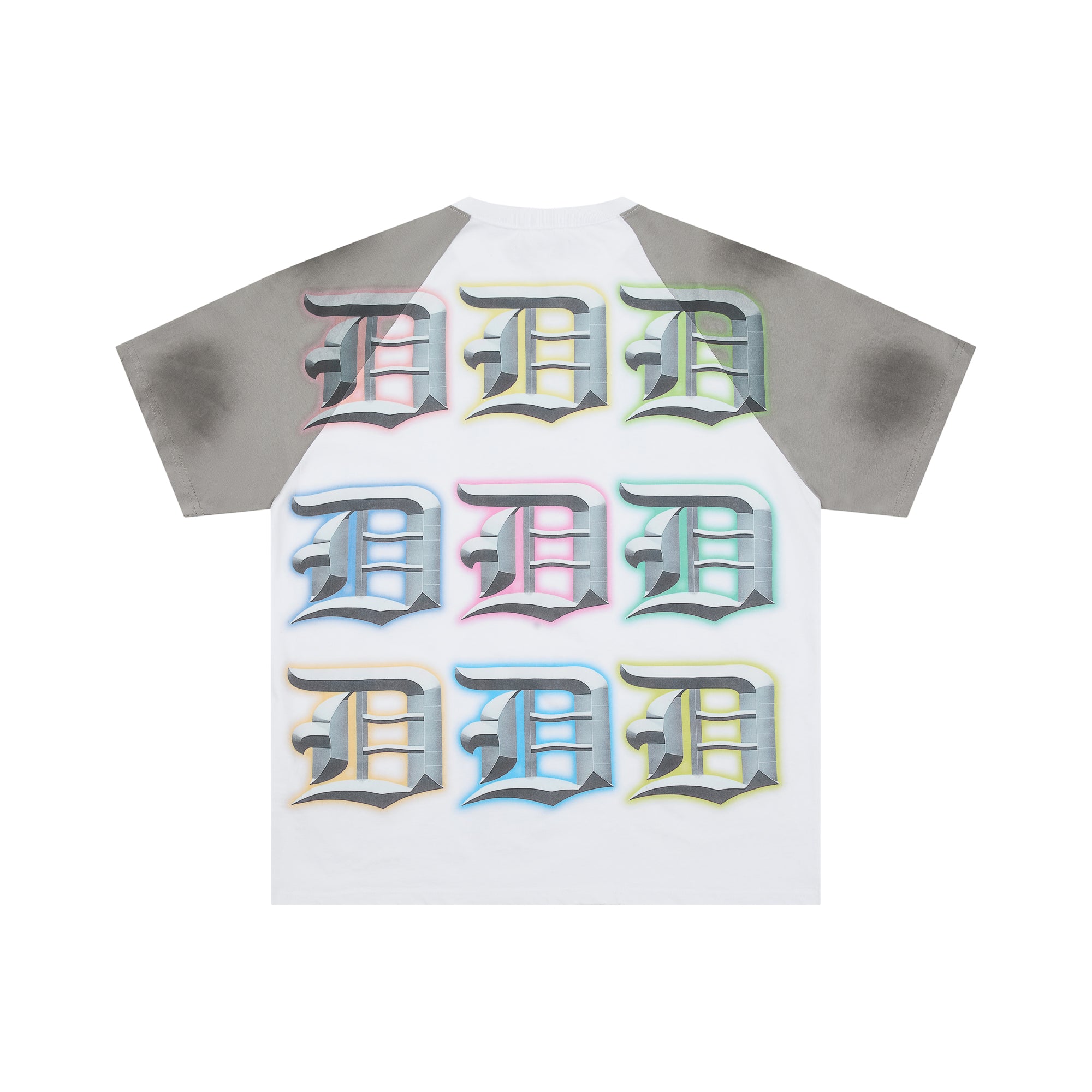 Duaa Two‑Tone Raglan Gothic D‑Letter Rhinestone Oversized T‑Shirt