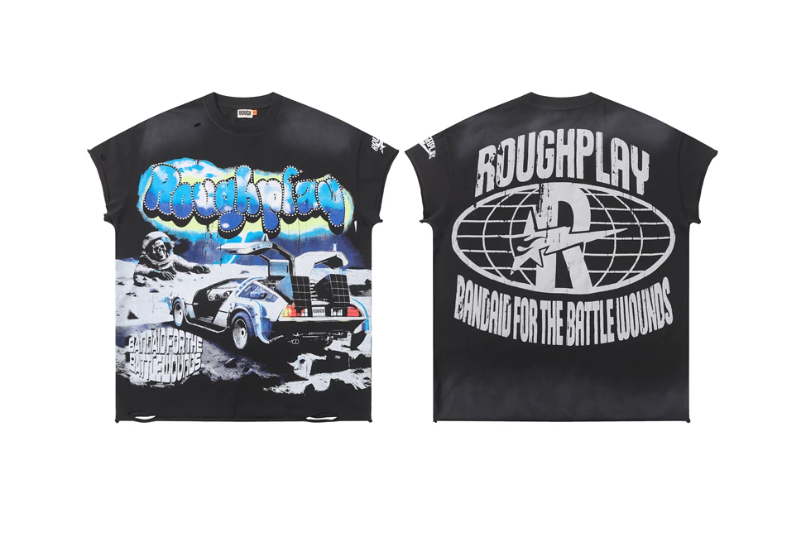 Roughplay Space Time Travel Car Rhinestone Oversized Tee