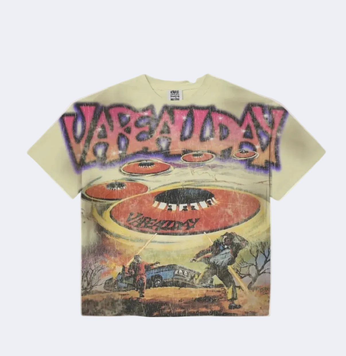 Vare All Day Vintage‑Washed UFO Alien Graphic T‑Shirt