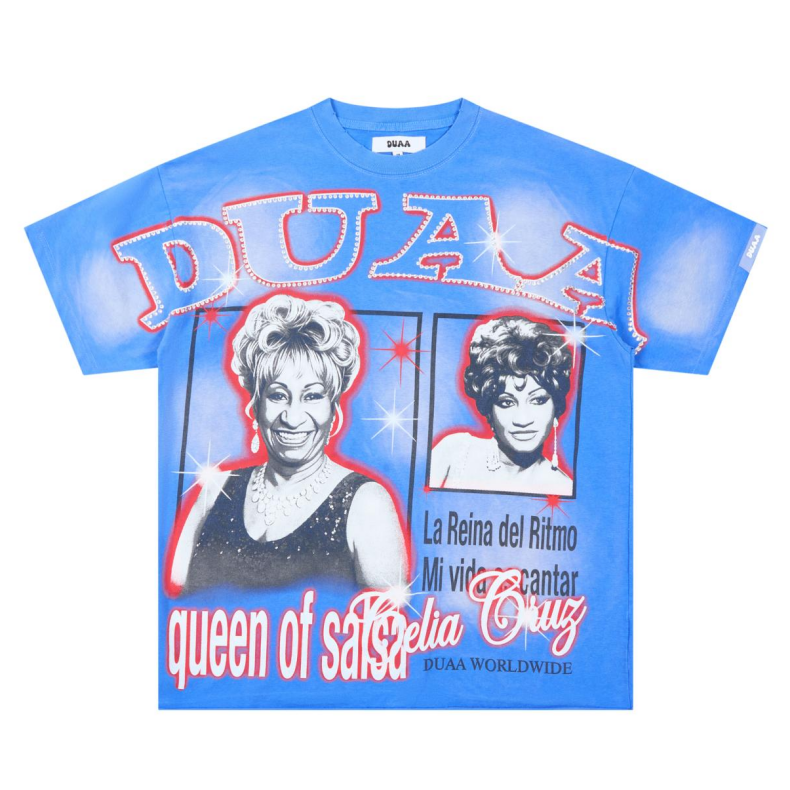 DUAA Retro Salsa Queen Portrait Tie‑Dye Oversized Tee