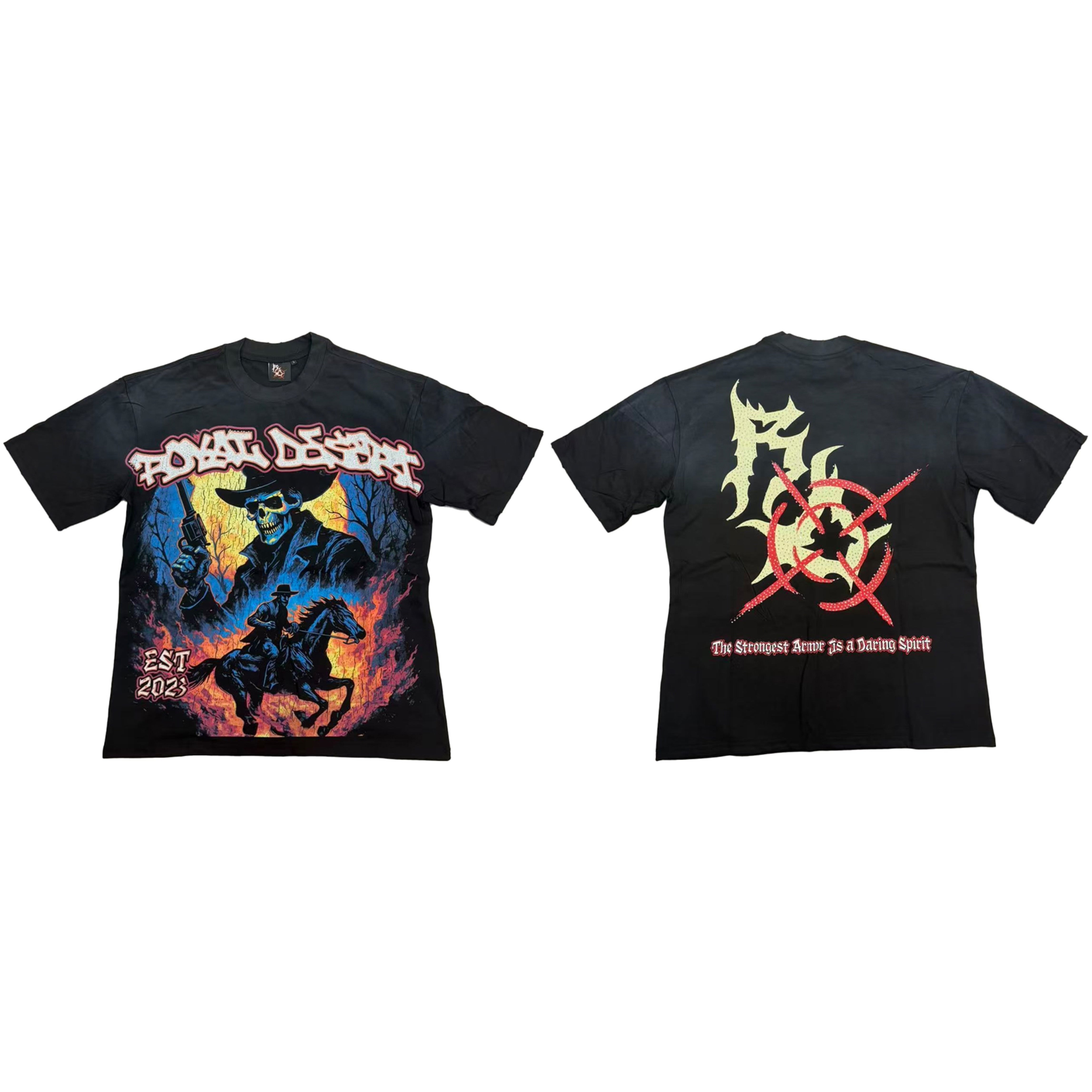 Royal Desert Vintage‑Washed Skeleton Gothic T‑Shirt