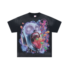 Jellybean Robot Skull Cosmic Galaxy Oversized Tee